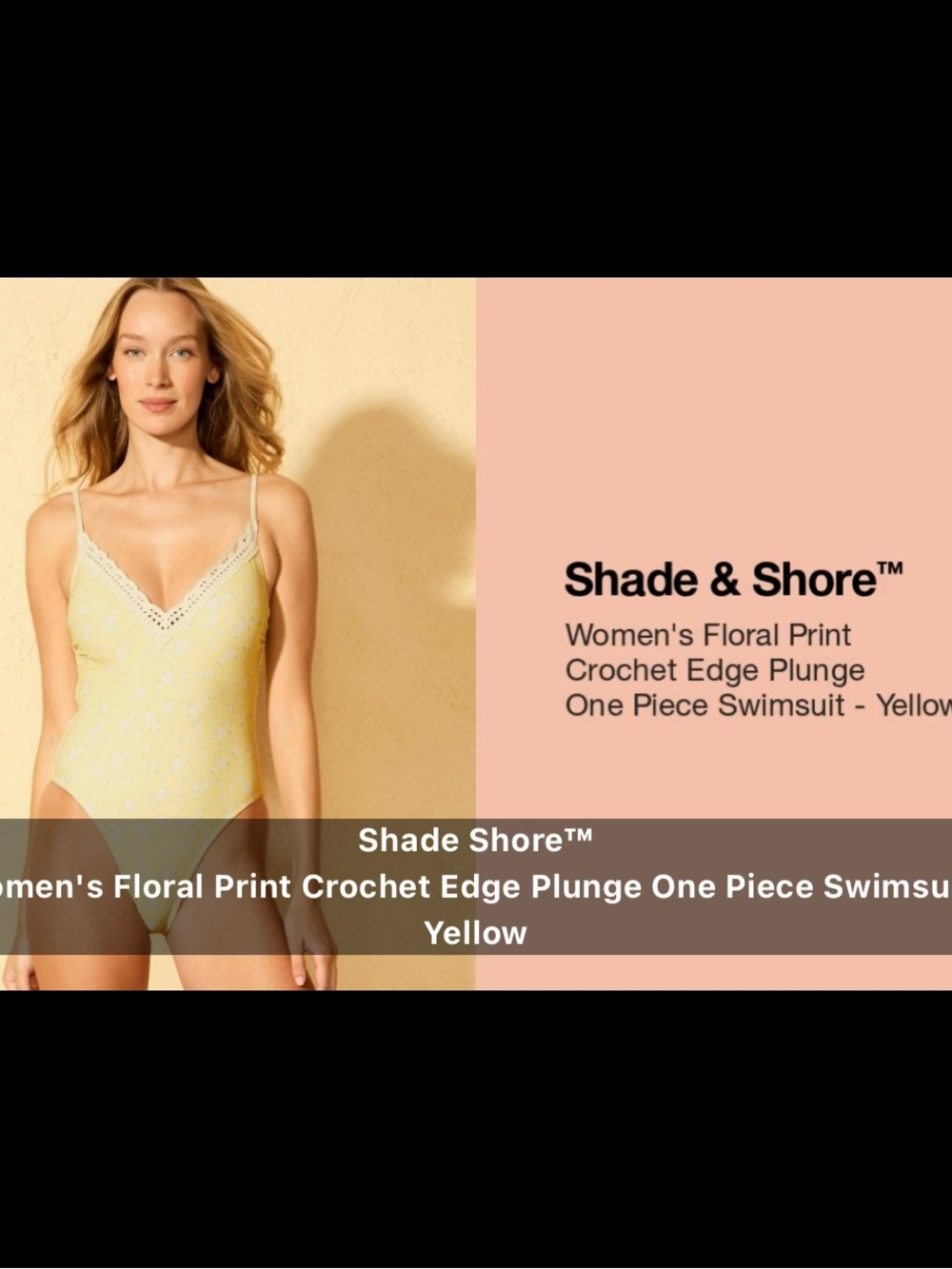 Floral Print Crochet Edge Plunge One-Piece Swimsuit - Picture 11 of 12